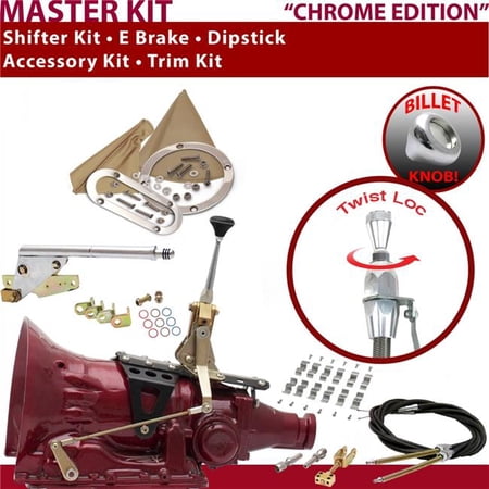 American Shifter TH200 Shifter Kit Chrome 6 in. E Brake Cable Clamp Trim Kit Dipstick for EC778