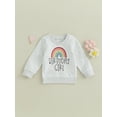 thumbnail image 2 of Bagilaanoe Toddler Baby Girl Birthday Sweatshirt Long Sleeve Rainbow Print Pullover 6M 12M 18M 24M 3T 4T 5T Kids Fall Loose Tee Tops, 2 of 8