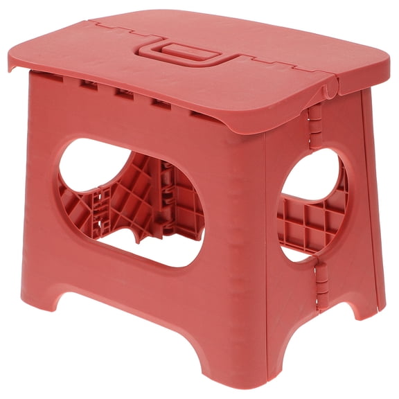 ETHZZLE Plastic Folding Stool Red Sturdy Lightweight Foldable Outdoor and Home Use Compact Seat
