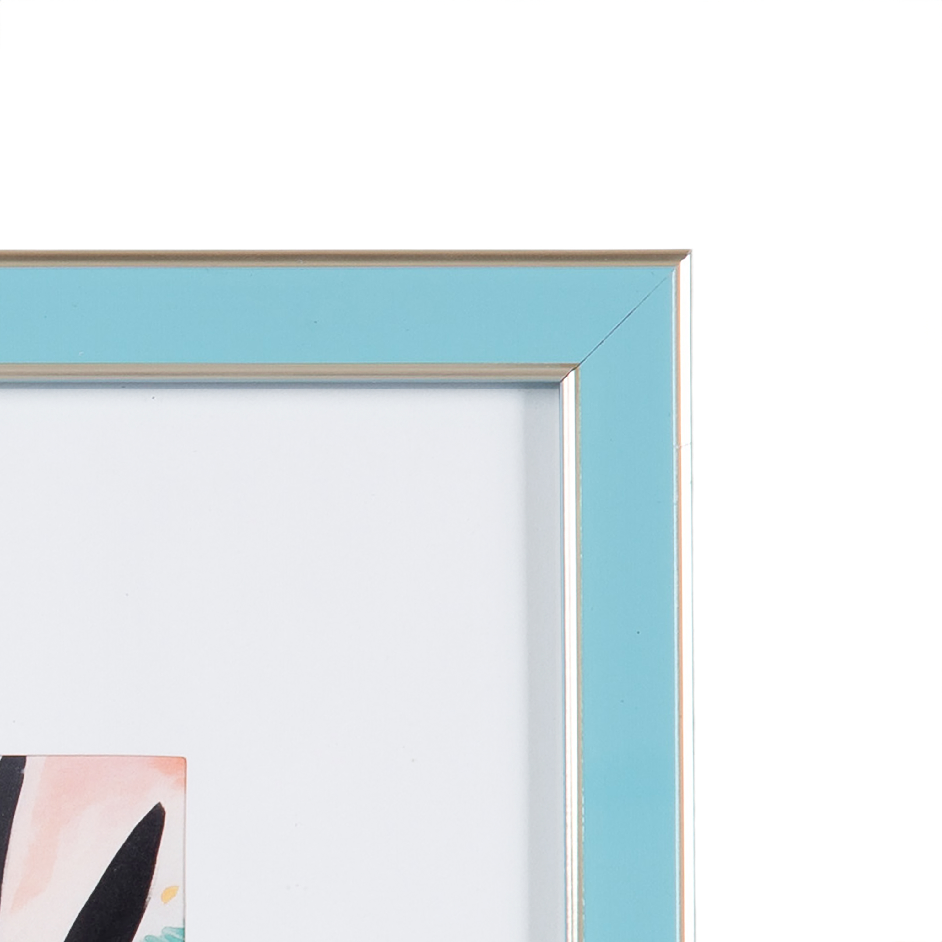 DesignOvation 8x8 Matted for 4x4 Blue/Champagne Decorative Tabletop Picture Frame