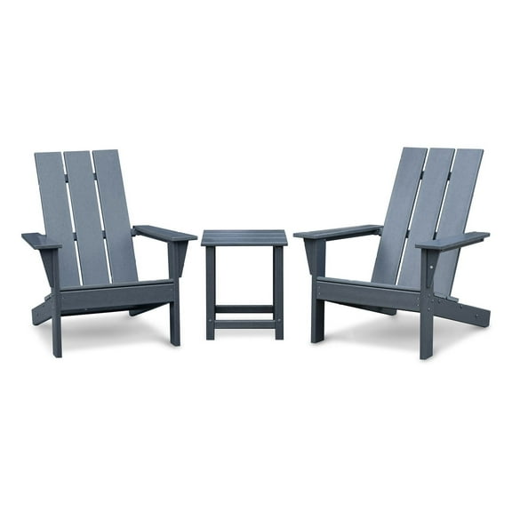 3Pcs Outdoor Adirondack Chairs,Patio Lawn Chairs with Side Table,for Deck Garden Backyard Balcony,Dark Grey