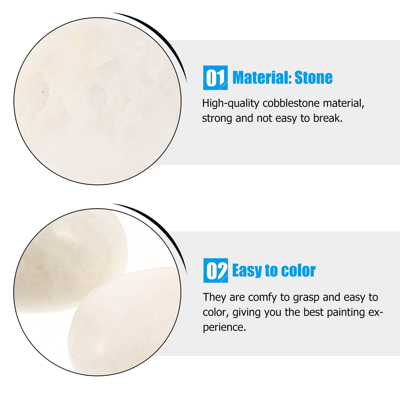 TOYMYTOY 8Pcs White Craft Stones for Painting Natural Smooth Pebbles for DIY Rock Drawing and Decoration