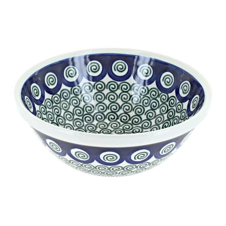 

Blue Rose Polish Pottery Peacock Swirl Cereal/Soup Bowl