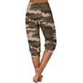 thumbnail image 4 of BRGZLK Women Seven Points Pants Trendy Lightweight Quick-Dry Camouflage Print High Waist Breathable Sports Casual Yoga Pants with Pocket for Beach Vocation Coffee S, 4 of 4