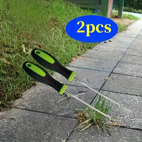 2pcs Heavy-Duty Metal Weed Hooks - Ergonomic Garden Tool for Pathway Weeding, Moss Removal & Tight Spaces, Durable Yard Maintenance for Lawns & Driveways
