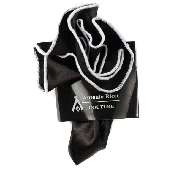 PS-Z-RD-33 - Round Pocket Square Accessory - Black Silver