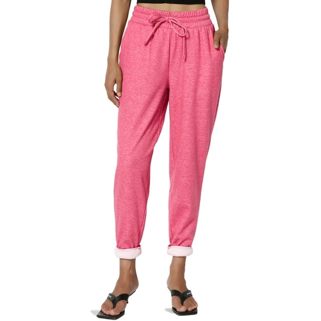 TheMogan Pantalon de Jogging Taille Haute Élastique en Molleton Mélangé Décontracté pour Femmes PLUS Size