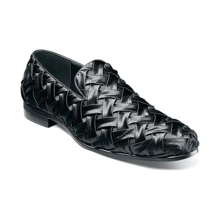 

Stacy Adams Savoir Plain Toe Satin Slip On X-cross Texture Shoes Black 25611-001