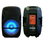 Mr Dj 15 Powered DJ PA Speaker System Mixer+Stands Bluetooth/USB/SD/LED