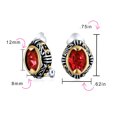 thumbnail image 4 of Bling Jewelry Womens Fashion Large Red Crystal Oval Bali Style 2 Tone Clip On Earrings Non Pierced, 4 of 4
