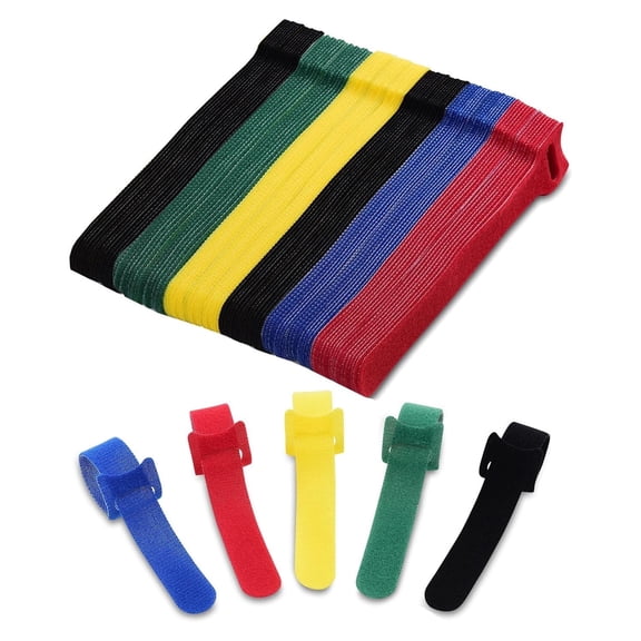 Cable Wraps for Cords,Reusable Cable Ties(120 Pack,6 Inch)-Hook and Loop Cord Organizer Straps for Wire Management-Multi-Color Adjustable Wire Wraps for for Electronics,PC & Office Desk Organization