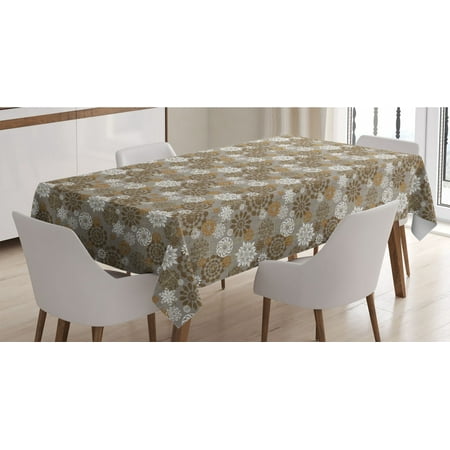 

Floral Tablecloth Ornamental Flower Design Various Color Combinations Styles Diagonal Pattern Rectangle Satin Table Cover for Dining Room and Kitchen 60 X 90 Sepia Amber Grey by Ambesonne