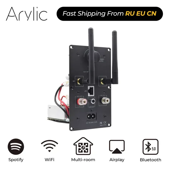Up2Stream Plate Amp 2.1 WiFi&Bluetooth 5.0 Multiroom Audio 50*2W+100W Amplifier Board With Spotify Airplay Equalizer
