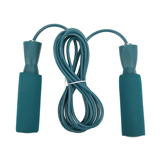 Cuerda de saltar de alambre de acero ajustable con rodamientos dobles para hombres, mujeres y niños, color azul