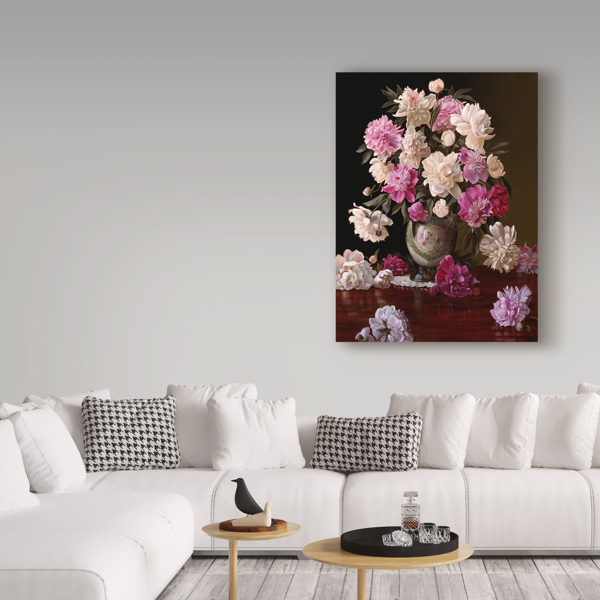 Trademark Fine Art 'Peonies In A Japanese Vase' Canvas Art by Christopher Pierce