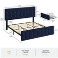 thumbnail image 2 of Eastvita Full/Queen/King Size Bed Frame 78" x 55.1", Upholstered Platform Bed Frame with 4 Storage Drawers, Diamond Stitched Headboard, Sturdy Wood Slats, No Box Spring Needed, 2 of 7