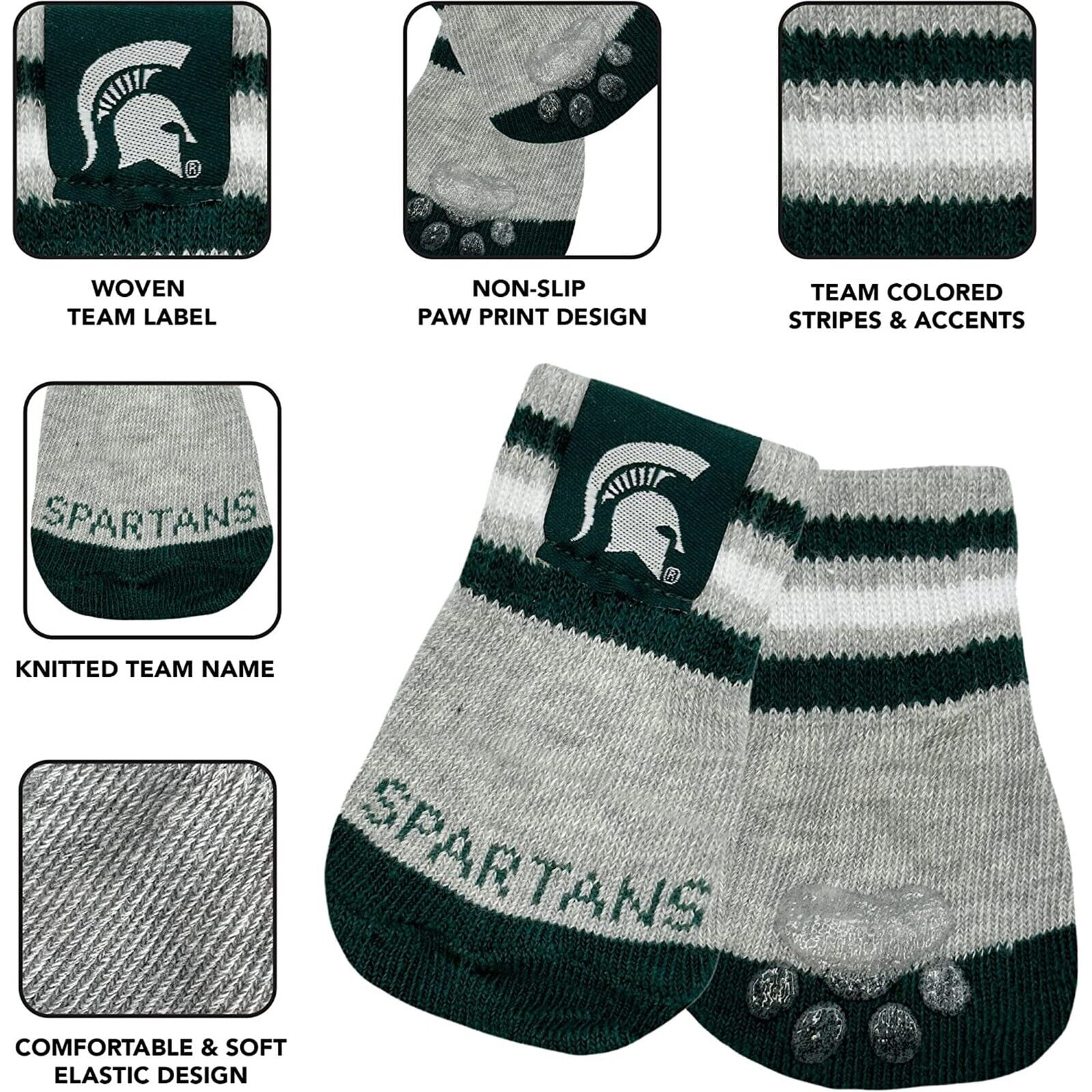 NCAA Anti Slip Dog Socks with Elastic Ribbed Top Indoor/Outdoor Paw Protection