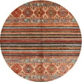 thumbnail image 1 of Ahgly Company Indoor Round Contemporary Orange Brown Abstract Area Rugs, 7' Round, 1 of 6