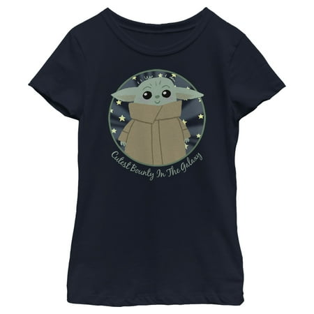 Girl's Star Wars: The Mandalorian The Child Cutest Bounty in the Galaxy Graphic Tee Navy Blue Small
