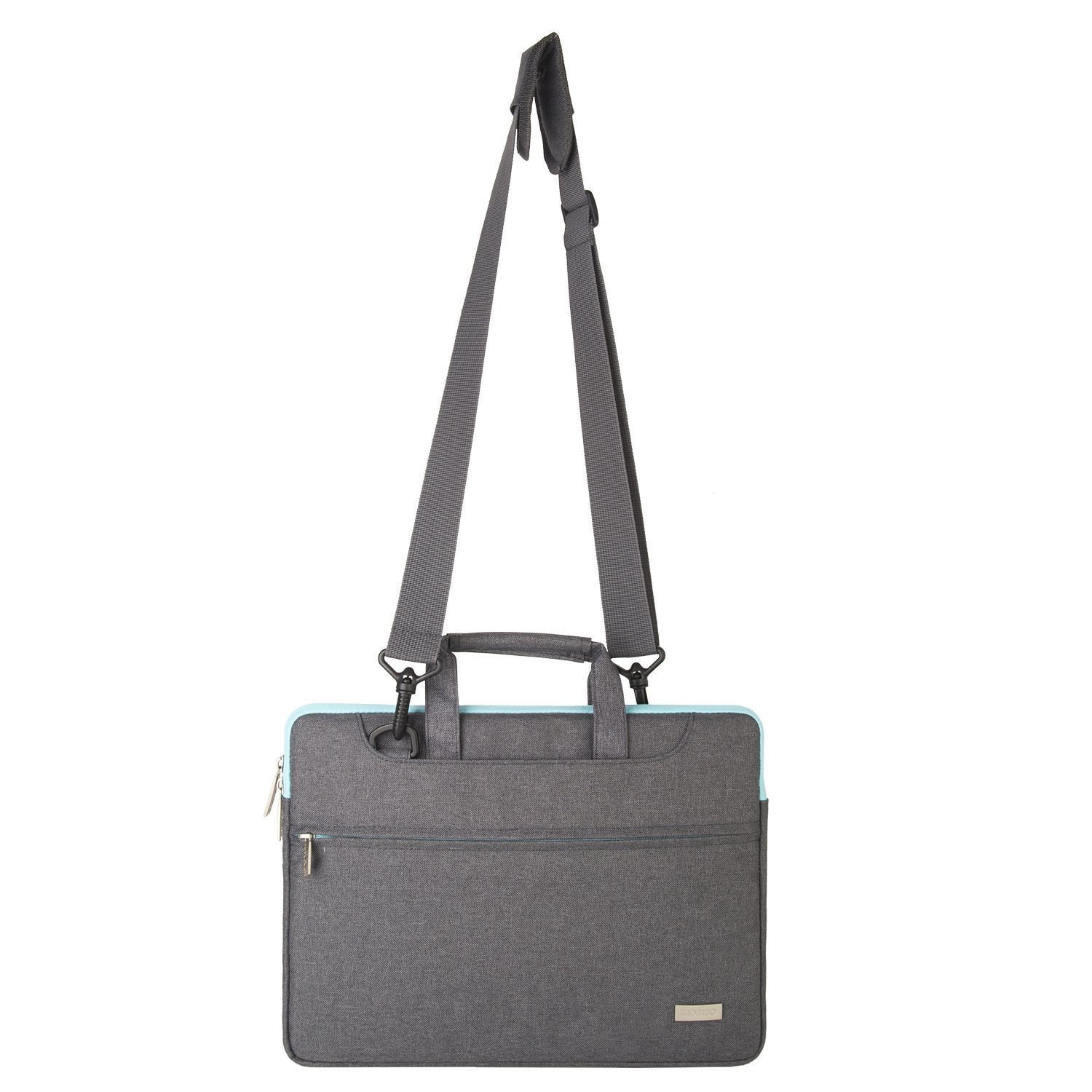 Polyester Laptop Shoulder Bag for 15-15.6 Inch 2017/2016 MacBook Pro with Touch Bar A1707, MacBook Pro, Notebook, Compatible with 14 Inch Ultrabook with Back Belt for Trolly Case, Gray