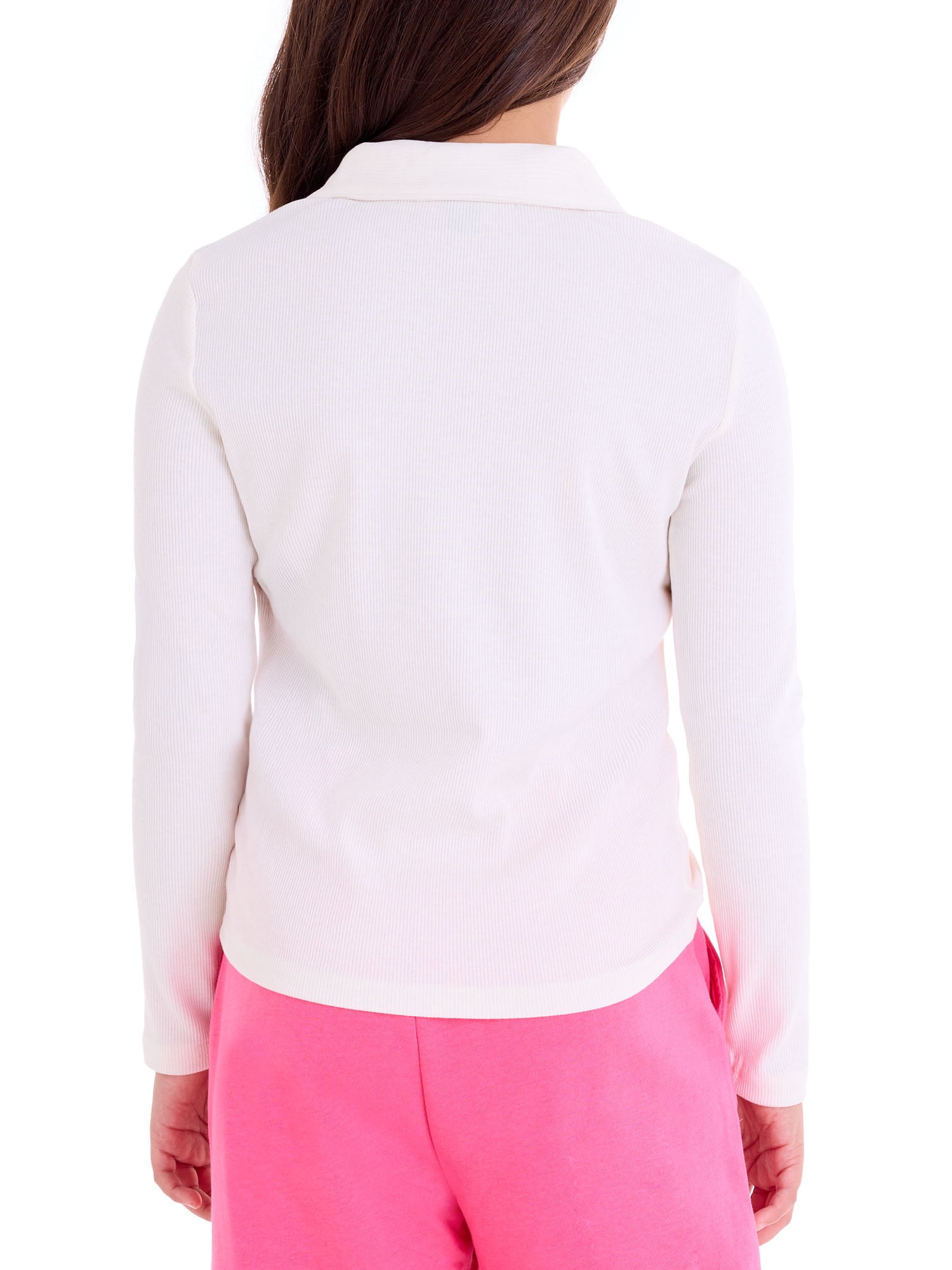 U.S. Polo Assn. Girls Long Sleeve Collared Top, Sizes 4-18