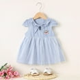 thumbnail image 2 of THDHVS Summer Dresses for Kids,Girls Casual Dresses,Toddler Baby Girl Summer Fly Sleeve Dress Small Checkered Mesh Skirt Light Blue 18-24 Months, 2 of 8