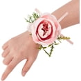 thumbnail image 3 of Rose Wrist Corsages for Wedding 2pcs Pearl Wrist Corsage Bracelet Wedding Bridal Bridesmaid Hand Flower for Wedding Festival Party Prom Suit Homecoming Decoration Pink Corsage, 3 of 5