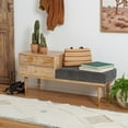 thumbnail image 3 of SAFAVIEH Taft 2 Drawer Cushioned Seat Bench, Natural/Grey, 3 of 12