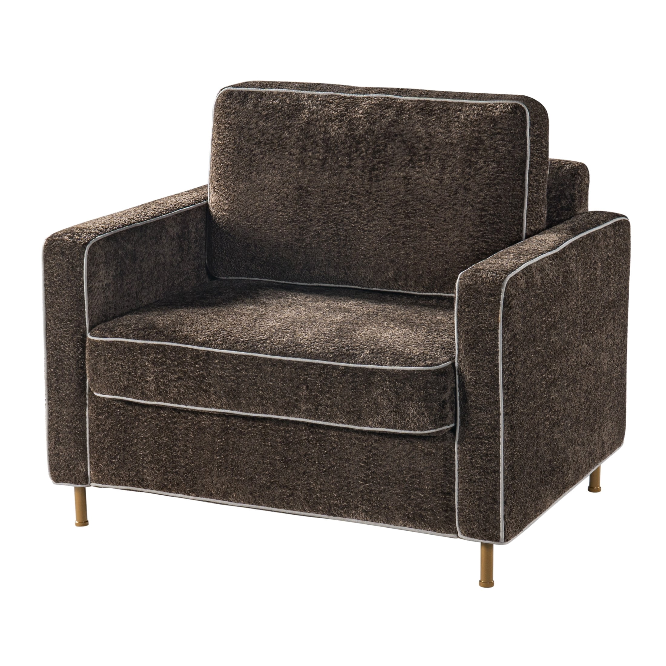 Christopher Knight Home Modern Chenille Upholstered Single Sofa with Square Arms, Pillow Back, Dark Brown