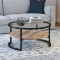 thumbnail image 2 of 34" Black Glass Round Coffee Table With Shelf, 2 of 8