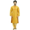 thumbnail image 6 of Atasi Men's Kurta Pyjama Set Yellow Dupion Ethnic Bollywood Shirt-Small, 6 of 7
