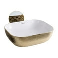 thumbnail image 2 of Isabella Plus Collection Rectangular Above Mount Basin with an Embossed Exterior, Smooth Interior, and Center Drain - White/Gold, 2 of 3
