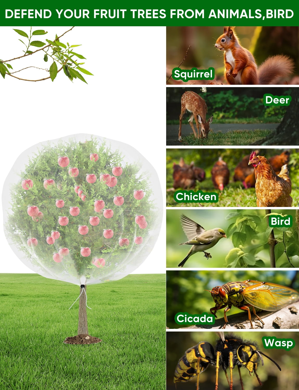 4Pack Extra Large Garden Fruit Tree Netting ,7.87Ft x5.3Ft Ultra Fine Plant Insect Pest Bird Mesh Netting Cover Protection for Squirrel Deer Animals