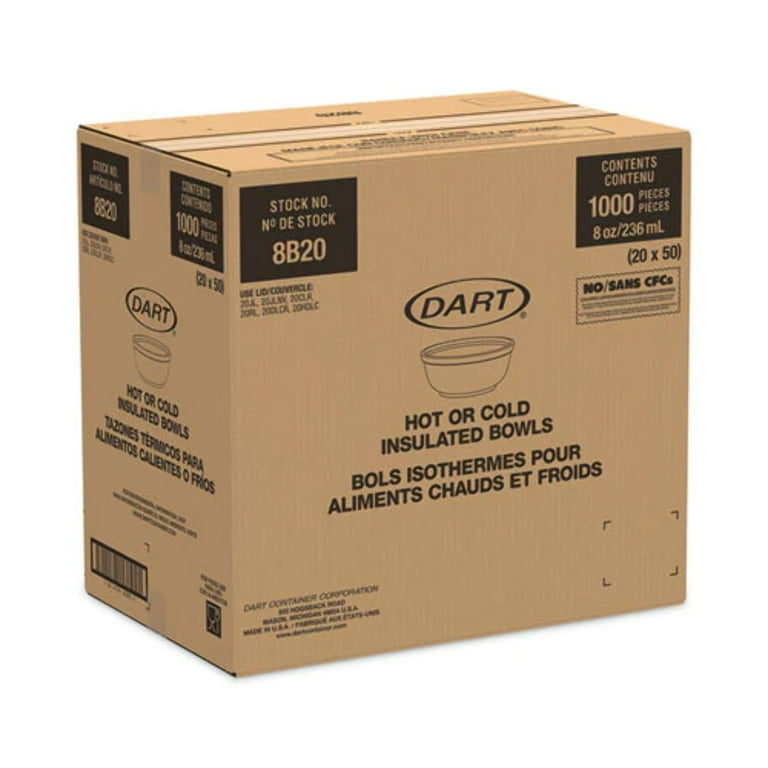 Foam Bowls, 8 oz, White, 50/Pack, 20 Packs/Carton Foam Bowls, 8 oz, White, 50/Pack, 20 Packs/Carton