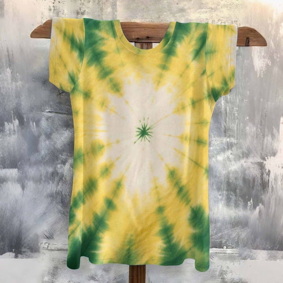 Odbmxy Tie-Dye T-Shirt Women Short Sleeve Summer Womens Top Fitness Casual Breathable Workout Regular Tops