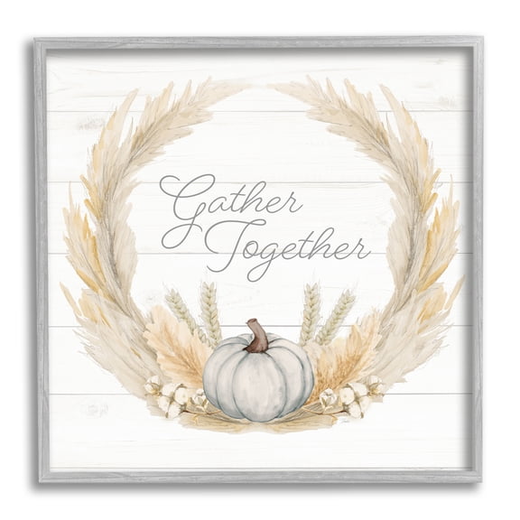 Gather Together Family Sentiment Rustic Wheat Sprigs Inspirational Graphic Art Framed Art Print Wall Art
