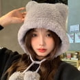 thumbnail image 4 of SikaFu In Autumn And Winter Plush, Thunder, Thunder, Fighter Hat, Cute Bear Ear Wool Cap, 4 of 9