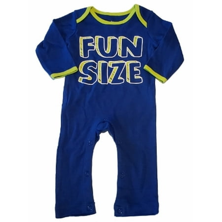 

Infant Baby Boys Royal Blue Fun Size Long Sleeve Cotton Bodysuit Romper 6M