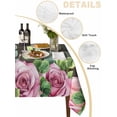 thumbnail image 5 of Spring Pink Roses Rectangle Tablecloth, Pastoral Eucalyptus Leaves Brown Wooden Waterproof & StainResistant Tablecloth, Washable Oil-proof Table Cover for Dining/Party/Wedding/Camping/Buffet 60x84 In, 5 of 9