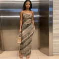 thumbnail image 4 of Women's Snake Print Halter Dress, Sleeveless, Backless, Sexy, 4 of 17