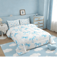 thumbnail image 4 of Manfei Sky Blue Bow Twin Comforter Sets For Kids Girls,Cute Dreamy Princess Style Bedding Set Bow Pattern Comforter Reversible 2 Pieces, 4 of 10