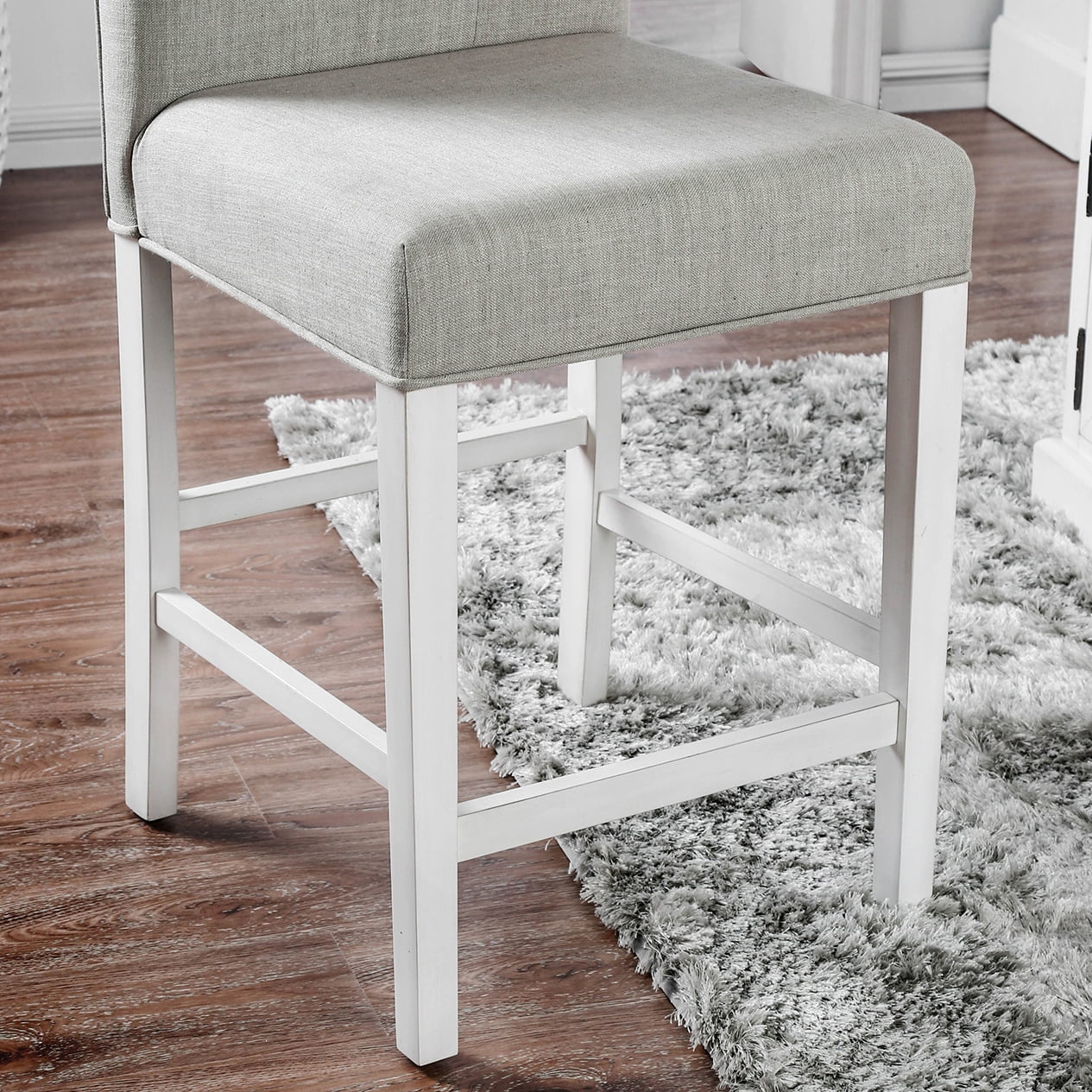 Furniture of America Alana Transitional Upholstered Counter Height Dining Chairs - Set of 2, White Gray