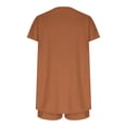 thumbnail image 5 of Guieoi Summer Two-Piece Outfit Solid-Color Short-Sleeve Top and Pants Casual Matching Set Brown XXL, 5 of 6