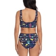 thumbnail image 3 of Kdxio Sea Inhabitans and Herb Print Women's 2 Piece High Waisted Wrap Spaghetti Strap Summer Swimsuit Bikini Set-, 3 of 7