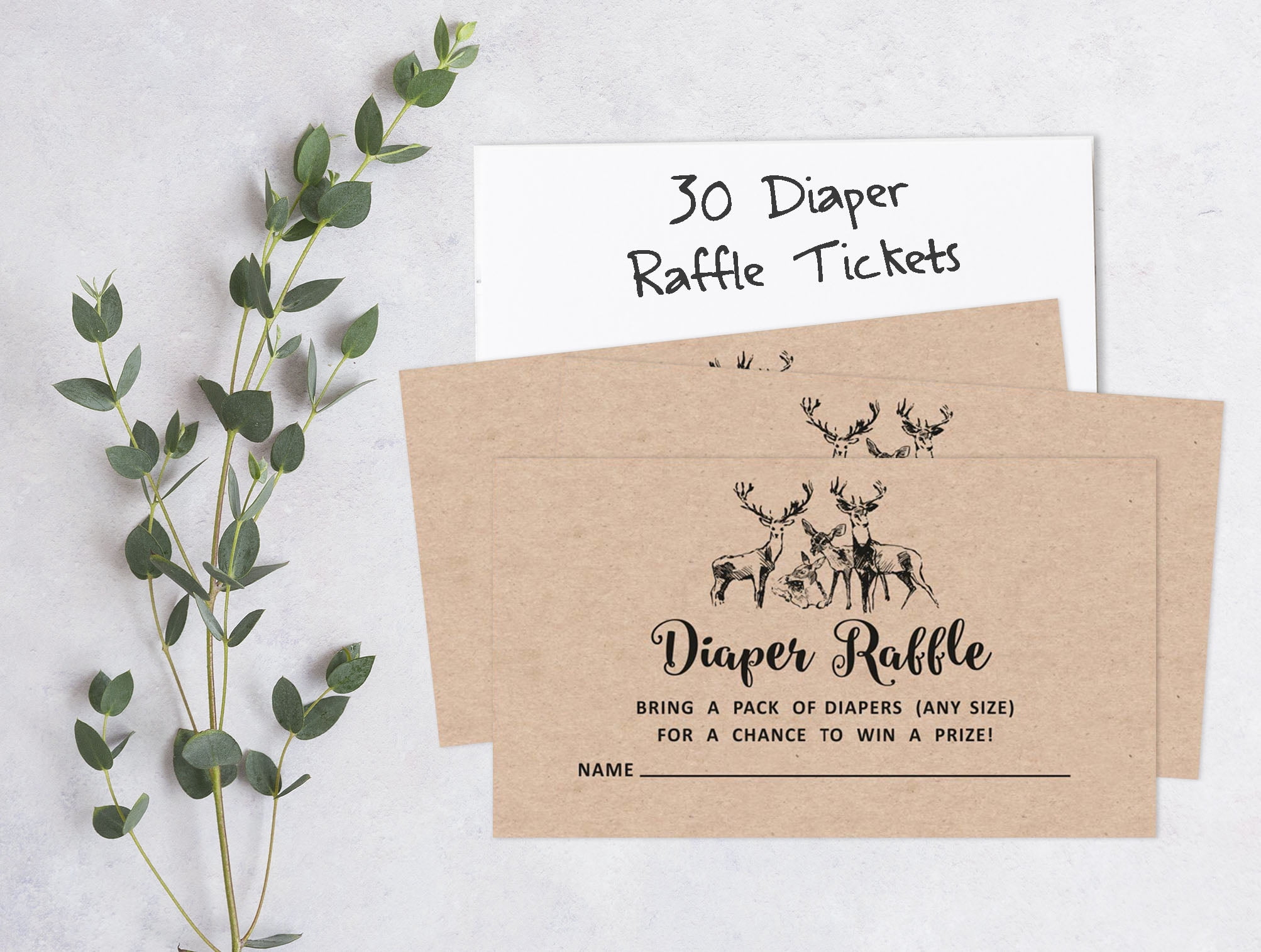 Inkdotpot Set Of 30Deer Jungle Animals Rustic Baby Shower Invitations-Diaper Raffle Tickets And Baby Shower Book Request Cards Invites Its A Boy Its A Girl