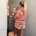 thumbnail image 2 of Conjunto de pijamas de terciopelo de coral para mujer, conjunto de pijamas cálidos para otoño e invierno, conjunto de dos piezas para ropa de dormir, conjunto de pantalones cortos con capucha con patr, 2 of 5