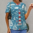 thumbnail image 3 of Nautical Lighthouse Sailboats(2)-2 Women's Short Sleeve T-Shirt Crew Neck Casual Summer Trendy Loose Fit Tops, 3 of 7