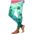 thumbnail image 3 of QATAINLAV Womens St Patricks Day Leggings Casual High Waisted Tummy Control Workout Leggings Novelty Shamrock Leaves Print Soft Yoga Pants on Sale Clearance Green XL, 3 of 5