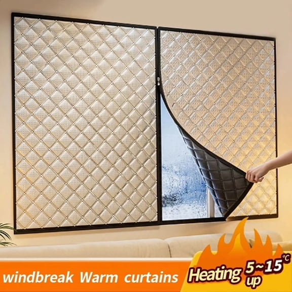 Zipper Insulated Window Cover, Winter Thermal Curtain, Windproof Cold-Weather Window Cover for Home