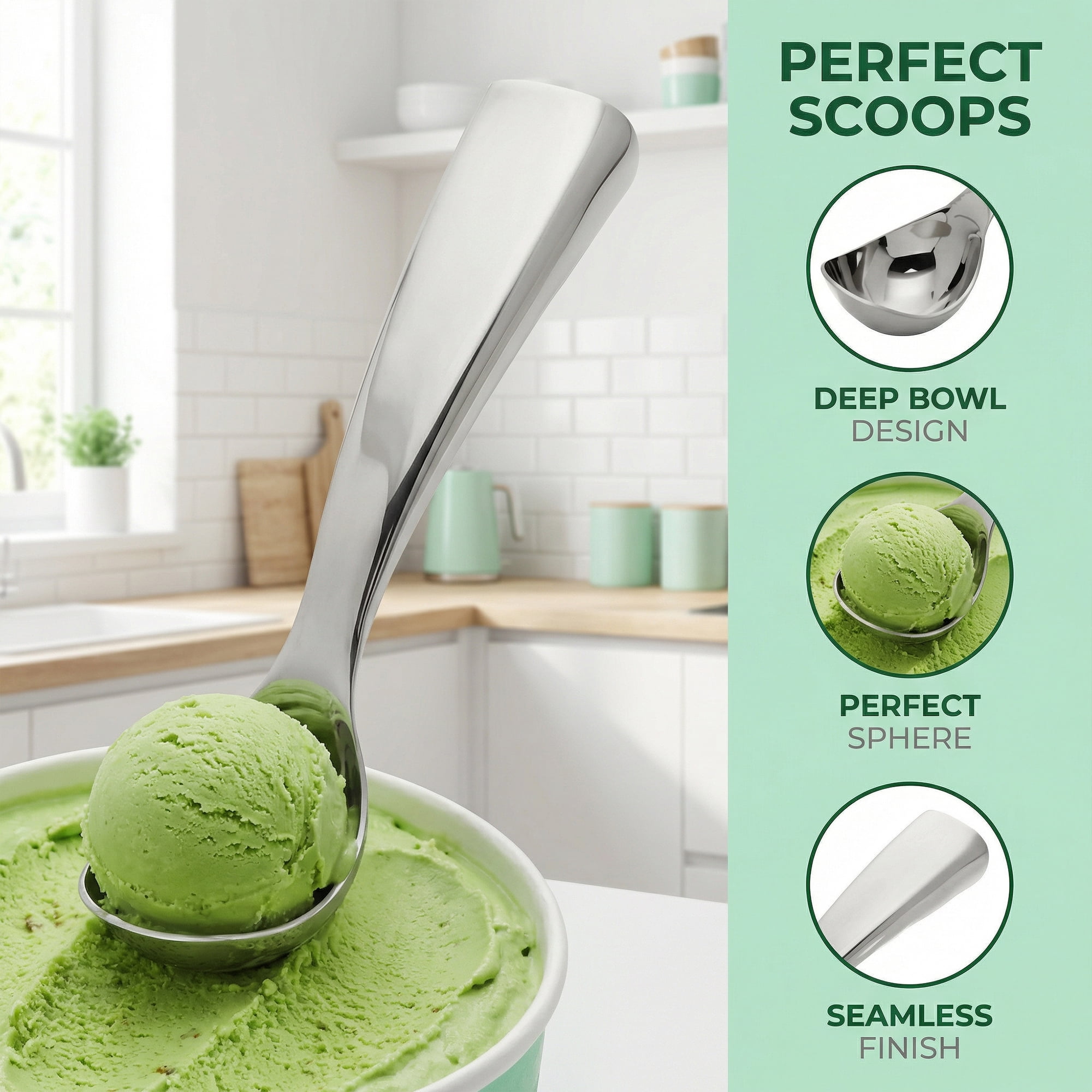 Unique Bargains Stainless Steel Ice Cream Scoop for Cookie Dough Silver 6.7in